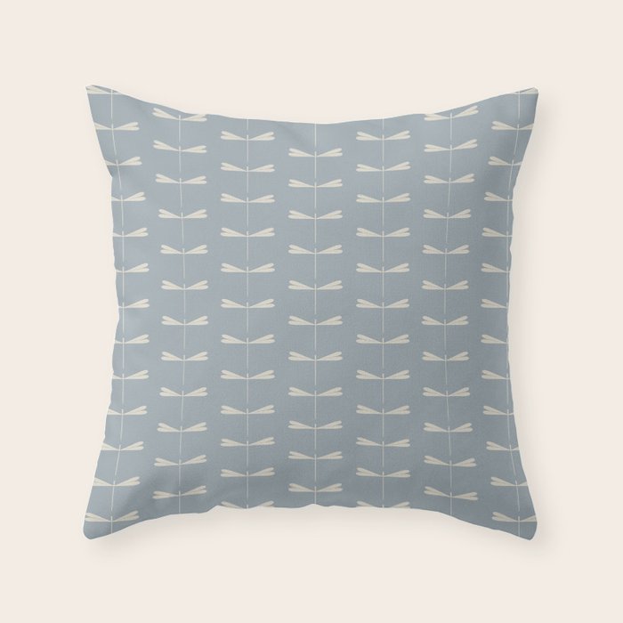 Dragonfly Pattern IX Soft Blue Throw Pillow Gallery Image 6