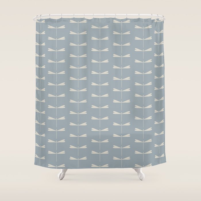Dragonfly Pattern IX Soft Blue Shower Curtain Gallery Image 1
