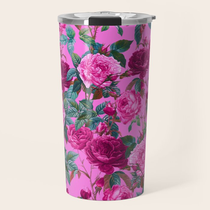  Pink Floral Garden Travel Mug Gallery Image 1