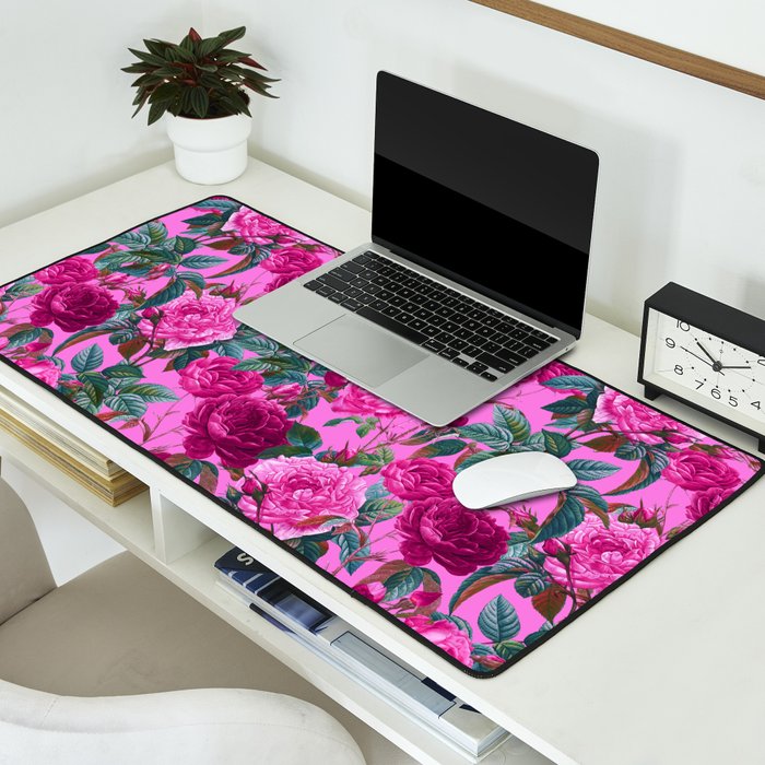  Pink Floral Garden Desk Mat Gallery Image 2