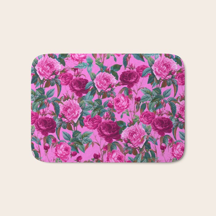  Pink Floral Garden Bath Mat Gallery Image 1