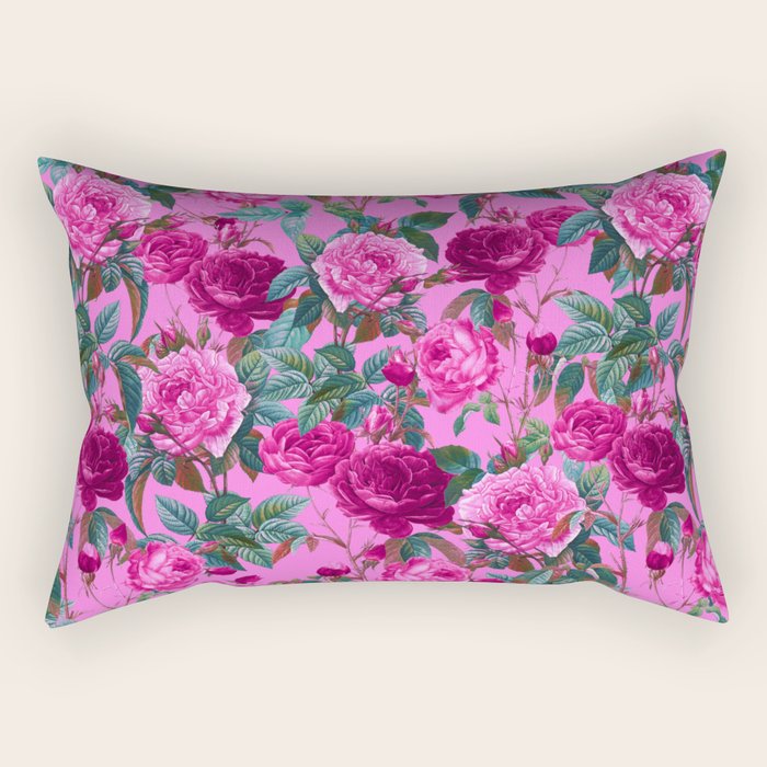  Pink Floral Garden Rectangular Pillow Gallery Image 2