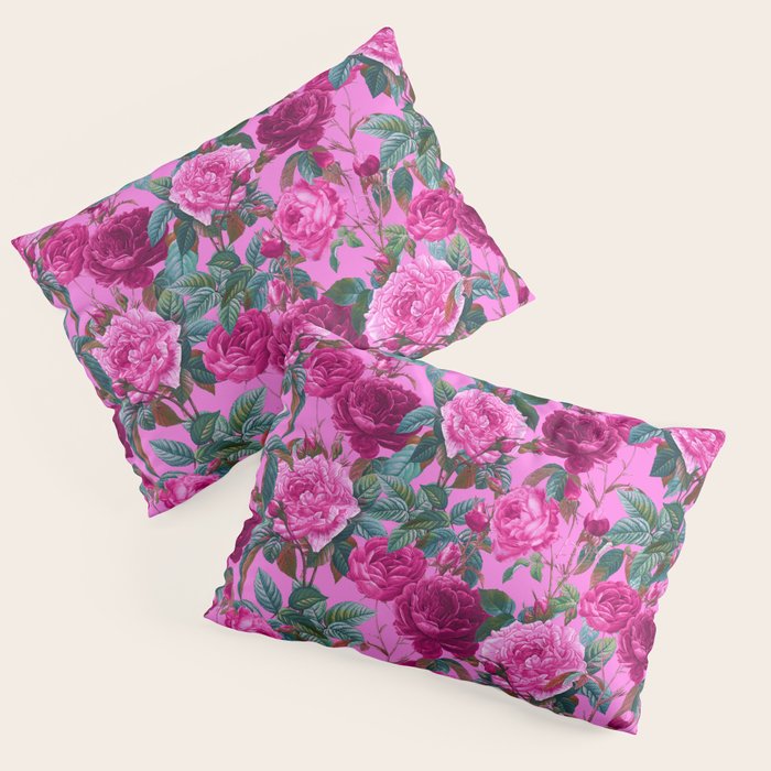  Pink Floral Garden Pillow Sham Gallery Image 1