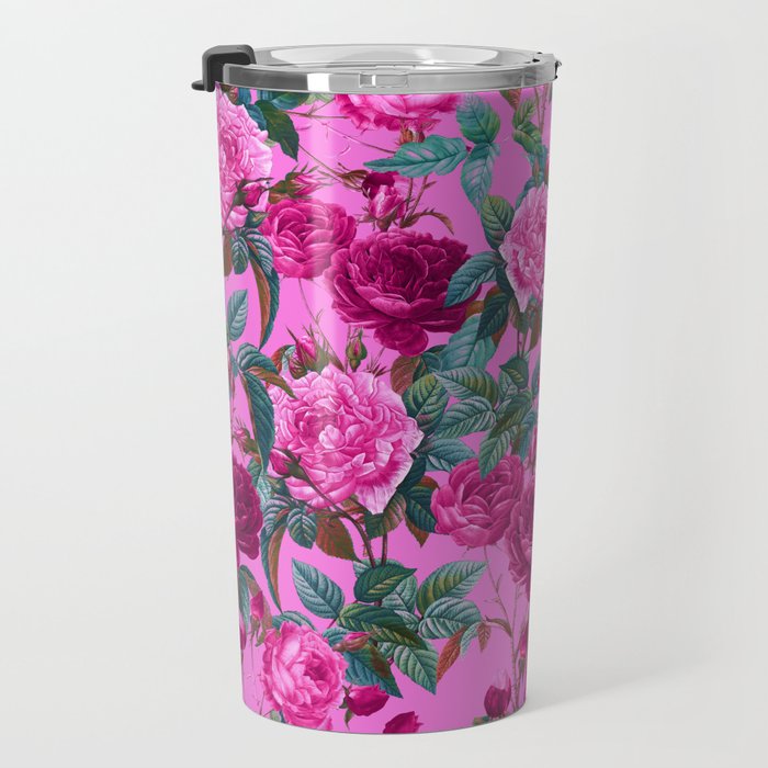  Pink Floral Garden Travel Mug Gallery Image 3