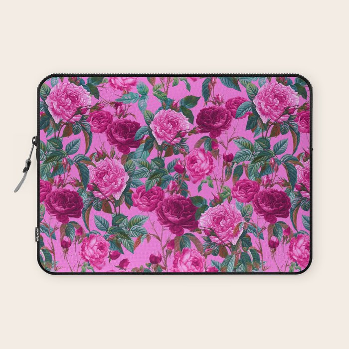  Pink Floral Garden Laptop Sleeve Gallery Image 1