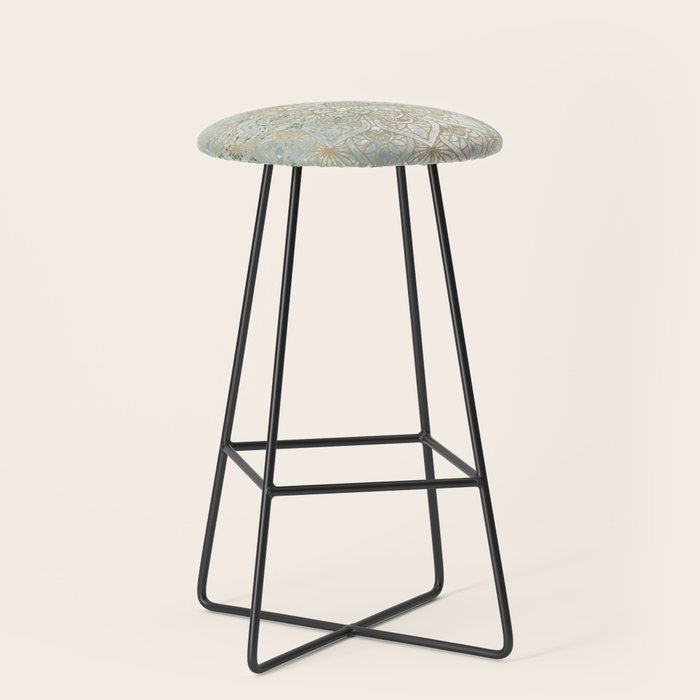 Mandala Flower, Teal and Gold, Floral Prints Stool Gallery Image 1