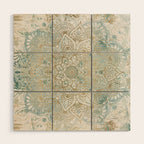 Mandala Flower, Teal and Gold, Floral Prints Wood Wall Art Gallery Image 1