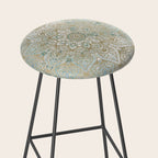 Mandala Flower, Teal and Gold, Floral Prints Stool Gallery Image 2