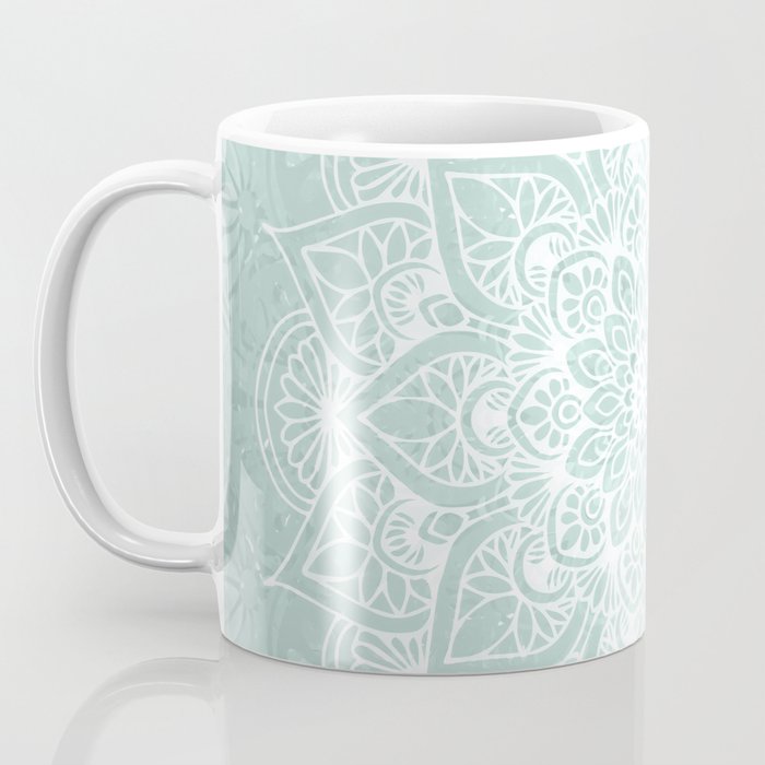 Mandala, Yoga, Love, Flower of Life, Teal Green Coffee Mug Gallery Image 3