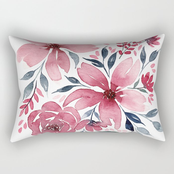 Modern Watercolor Florals No. 2 Rectangular Pillow Gallery Image 1