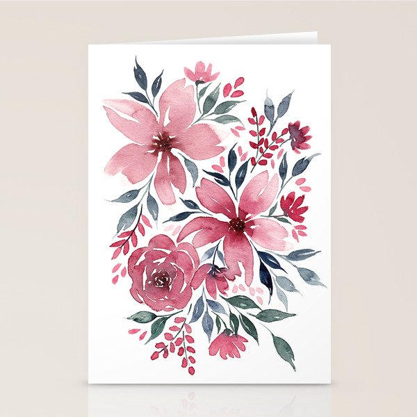 Modern Watercolor Florals No. 2 Stationery Card Gallery Image 2