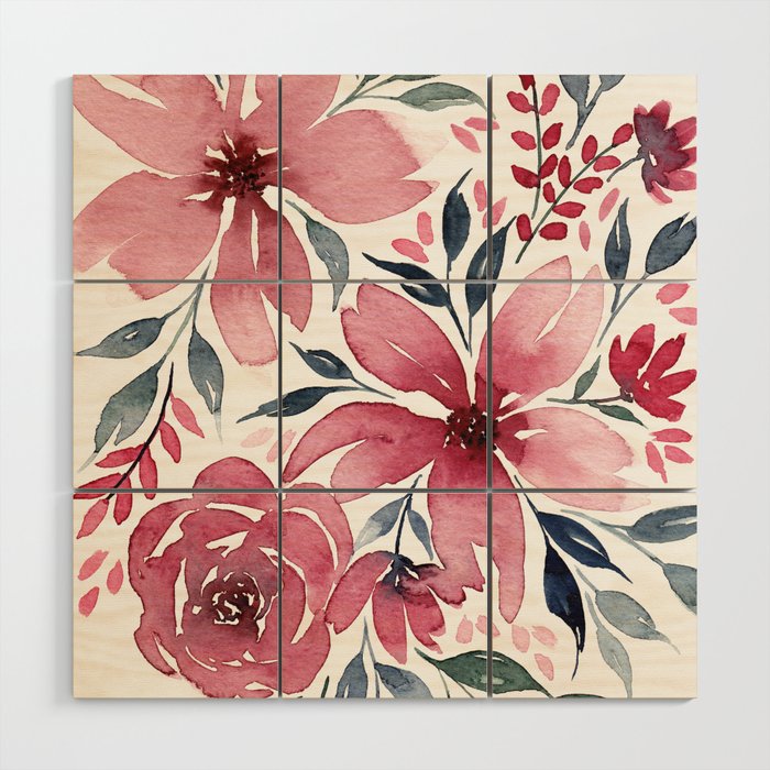 Modern Watercolor Florals No. 2 Wood Wall Art Gallery Image 1