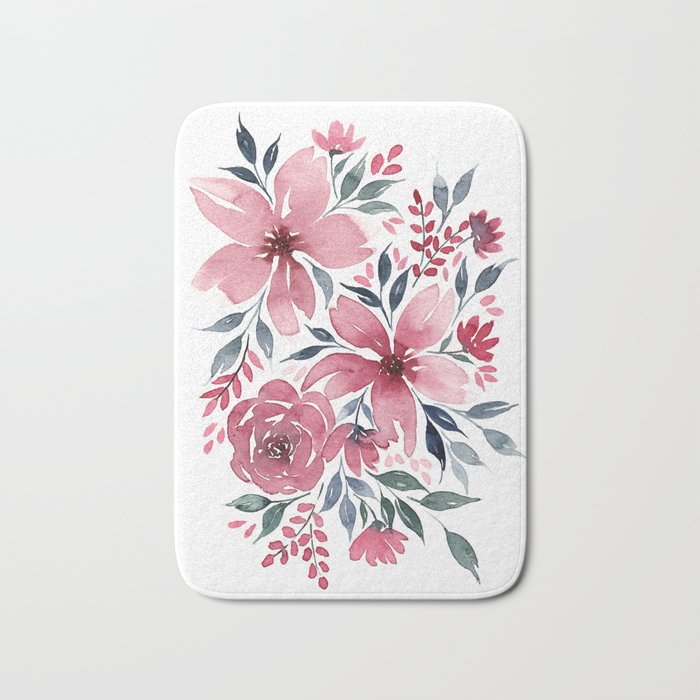 Modern Watercolor Florals No. 2 Bath Mat Gallery Image 1