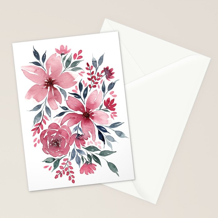Modern Watercolor Florals No. 2 Stationery Card Gallery Image 2