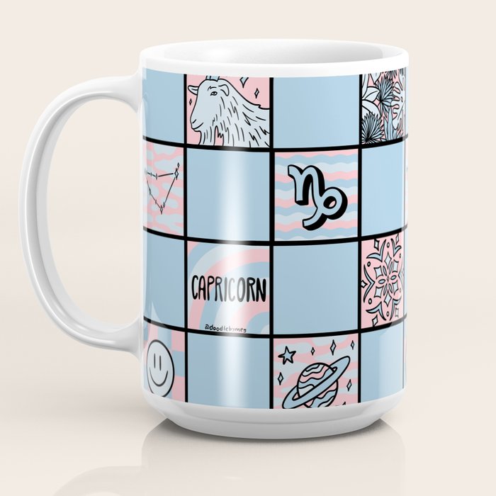 Capricorn Checkered Print Coffee Mug Gallery Image 3
