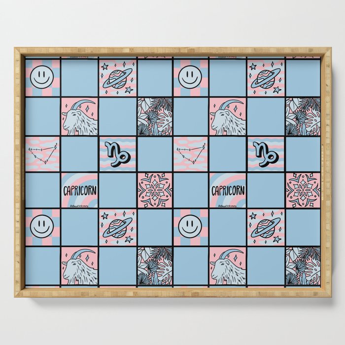 Capricorn Checkered Print Serving Tray Gallery Image 1