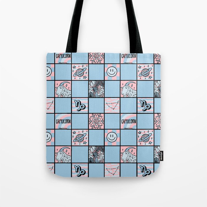 Capricorn Checkered Print Tote Bag Gallery Image 1