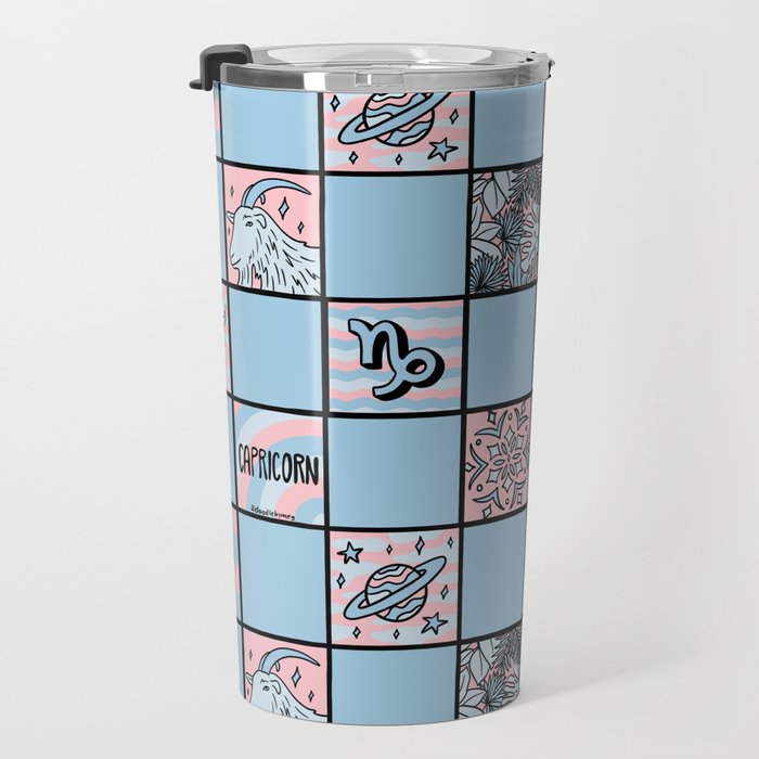 Capricorn Checkered Print Travel Mug Gallery Image 3