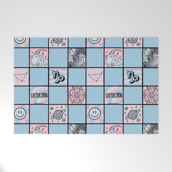 Capricorn Checkered Print Welcome Mat Gallery Image 1