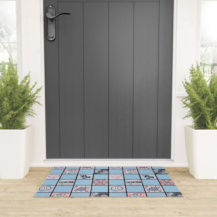 Capricorn Checkered Print Welcome Mat Gallery Image 3