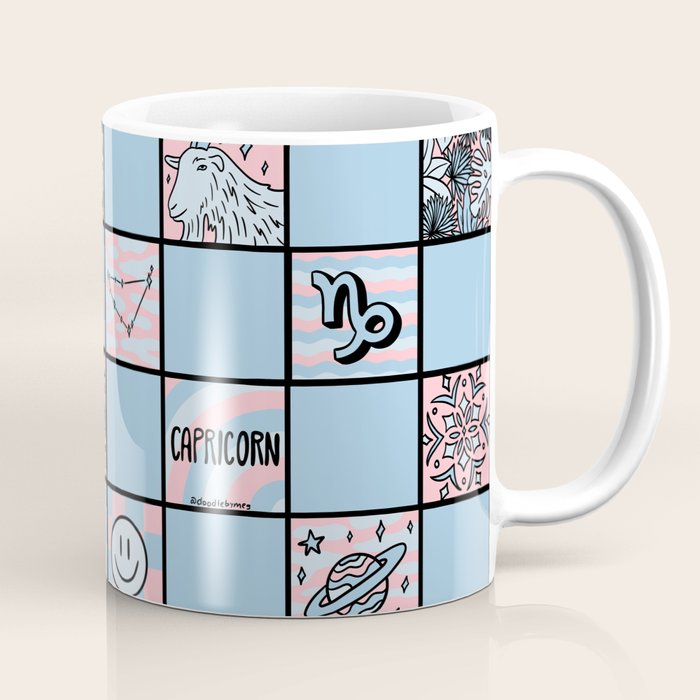 Capricorn Checkered Print Coffee Mug Gallery Image 1