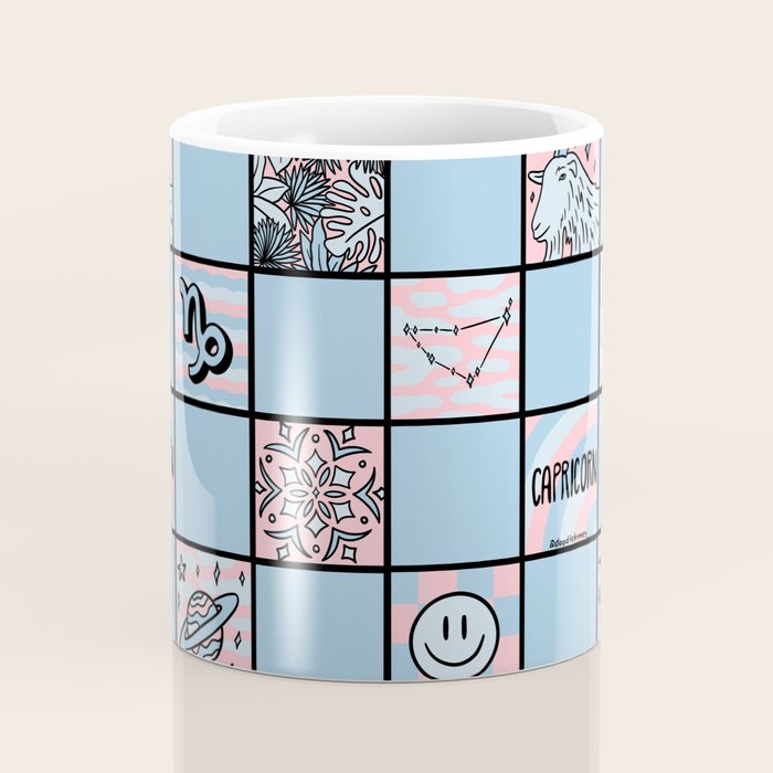 Capricorn Checkered Print Coffee Mug Gallery Image 4