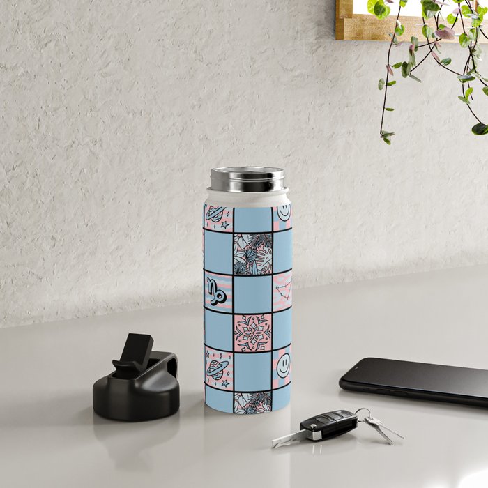 Capricorn Checkered Print Water Bottle Gallery Image 4