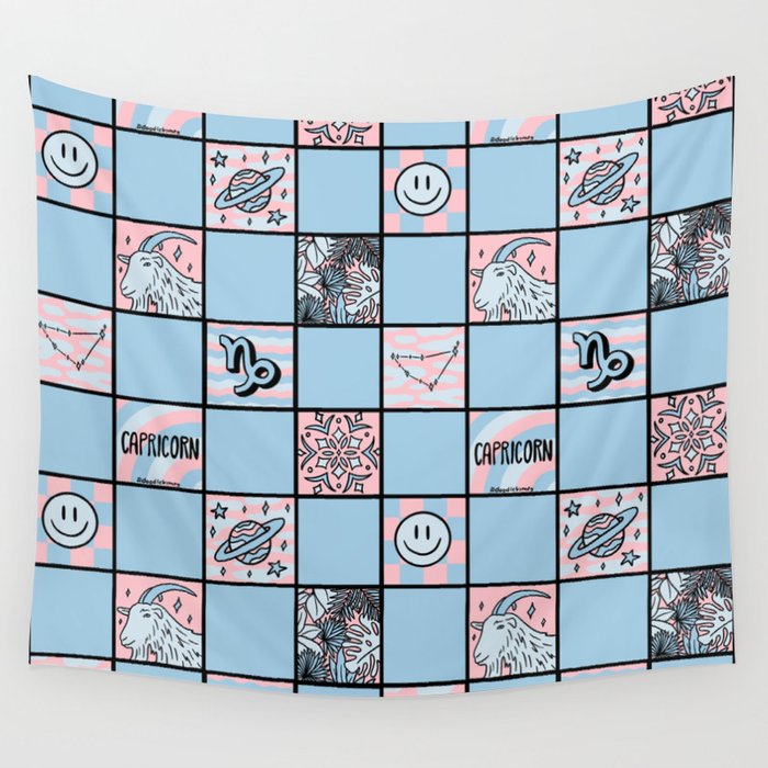 Capricorn Checkered Print Wall Tapestry Gallery Image 4