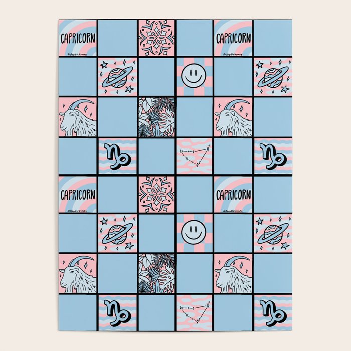 Capricorn Checkered Print Poster Gallery Image 4