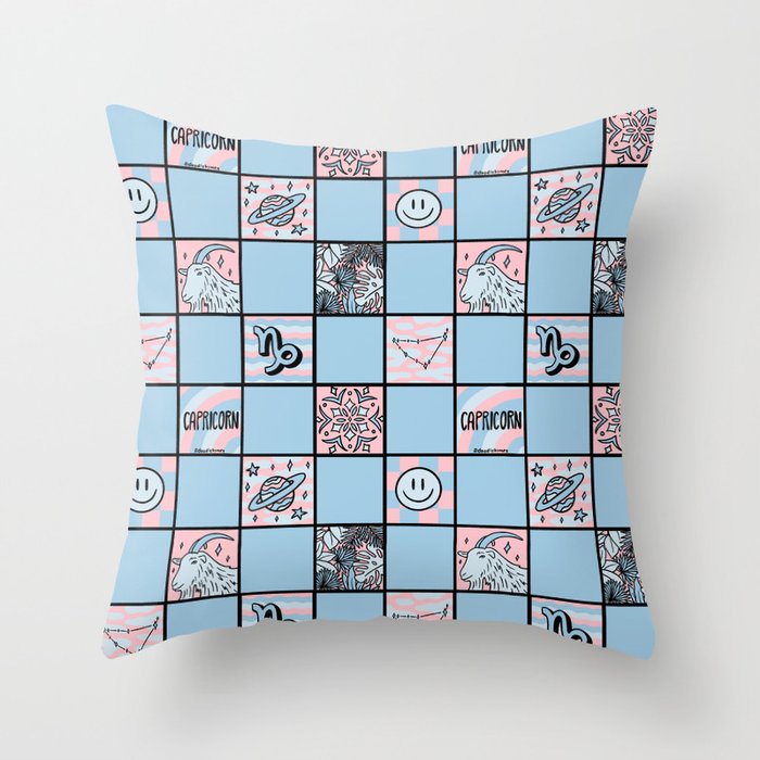 Capricorn Checkered Print Throw Pillow Gallery Image 1