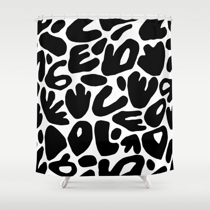 Abstract black and white organic nature art pattern Shower Curtain Gallery Image 1