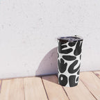 Abstract black and white organic nature art pattern Travel Mug Gallery Image 4