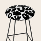 Abstract black and white organic nature art pattern Stool Gallery Image 2