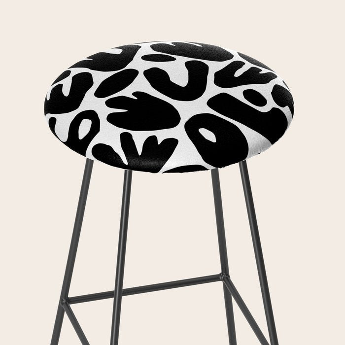 Abstract black and white organic nature art pattern Stool Gallery Image 2