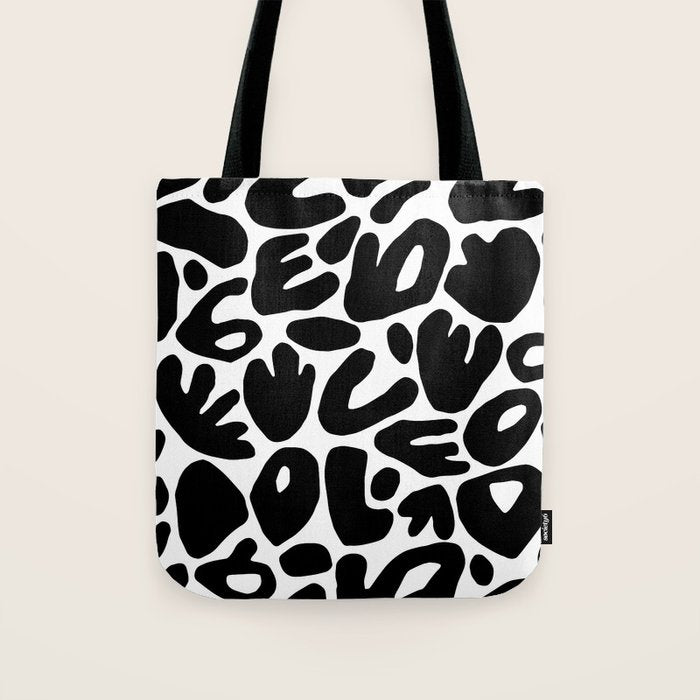 Abstract black and white organic nature art pattern Tote Bag Gallery Image 1
