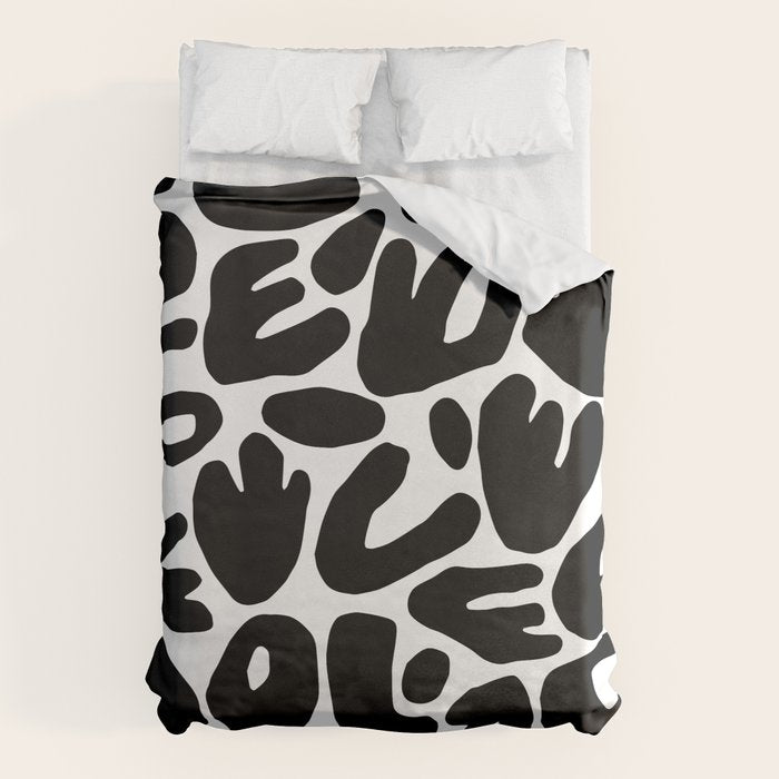 Abstract black and white organic nature art pattern Duvet Cover Gallery Image 1