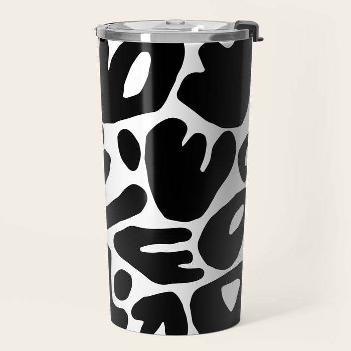 Abstract black and white organic nature art pattern Travel Mug Gallery Image 2