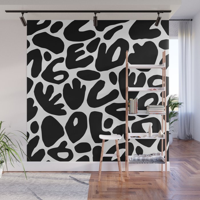 Abstract black and white organic nature art pattern Wall Mural Gallery Image 1