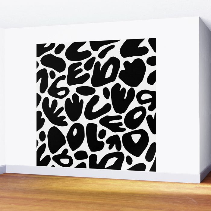 Abstract black and white organic nature art pattern Wall Mural Gallery Image 2