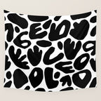 Abstract black and white organic nature art pattern Wall Tapestry Gallery Image 4