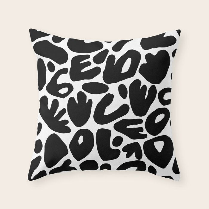 Abstract black and white organic nature art pattern Throw Pillow Gallery Image 1
