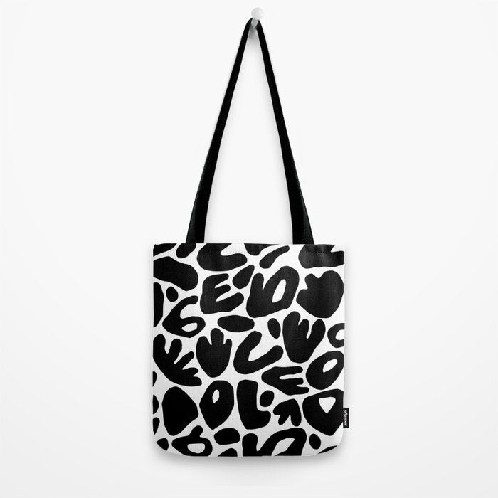 Abstract black and white organic nature art pattern Tote Bag Gallery Image 2