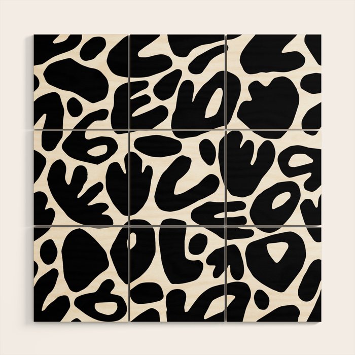 Abstract black and white organic nature art pattern Wood Wall Art Gallery Image 1