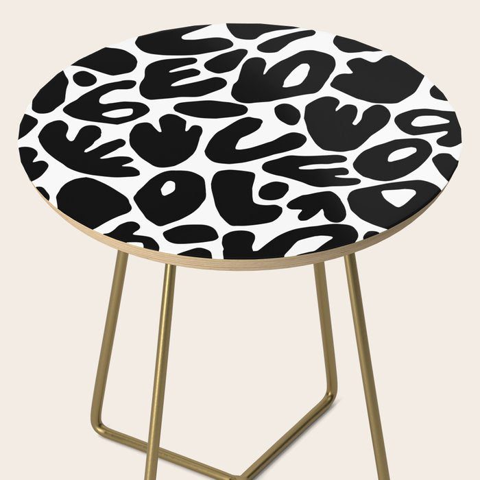 Abstract black and white organic nature art pattern Side Table Gallery Image 2
