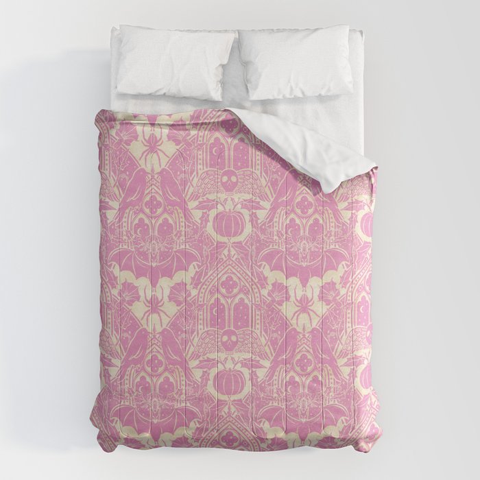 Gothic Halloween Damask - primrose and cream  Comforter Gallery Image 6