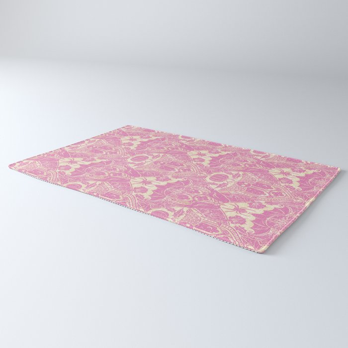 Gothic Halloween Damask - primrose and cream  Rug Gallery Image 3