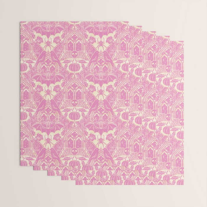 Gothic Halloween Damask - primrose and cream  Wrapping Paper Gallery Image 3