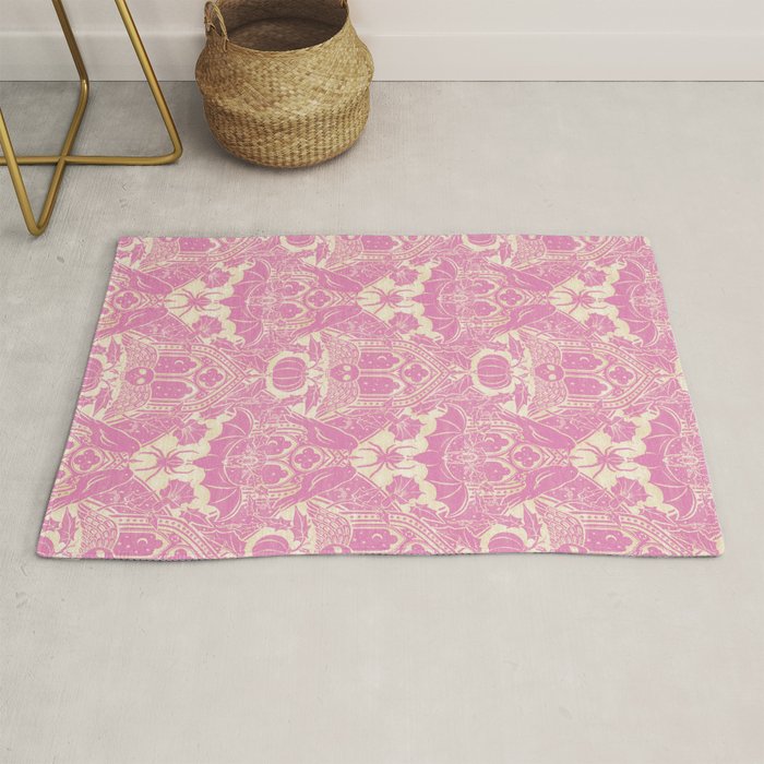 Gothic Halloween Damask - primrose and cream  Rug Gallery Image 1