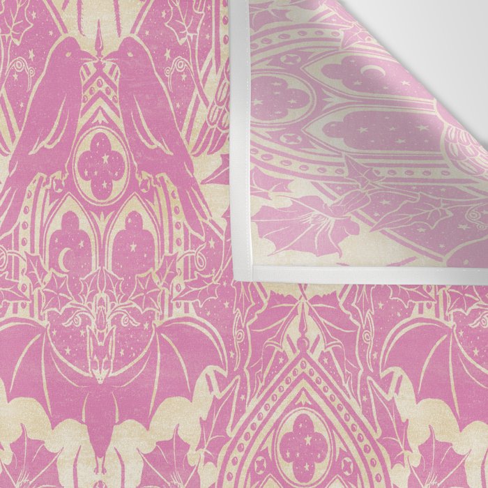 Gothic Halloween Damask - primrose and cream  Wall Tapestry Gallery Image 3