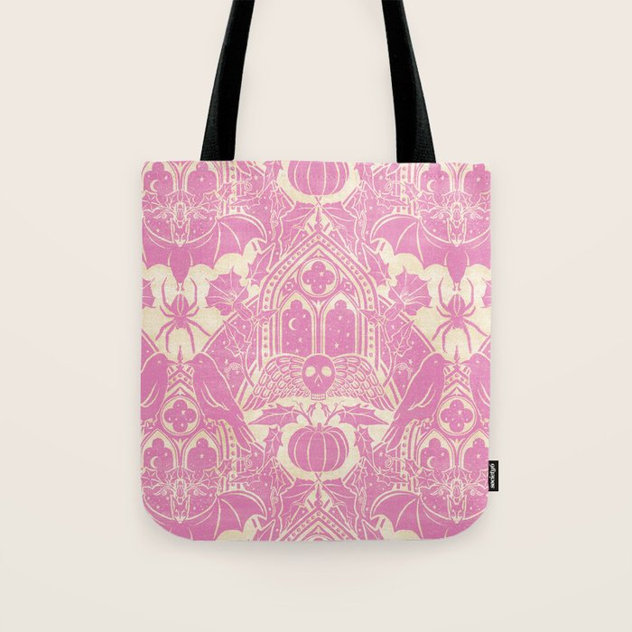Gothic Halloween Damask - primrose and cream  Tote Bag Gallery Image 1